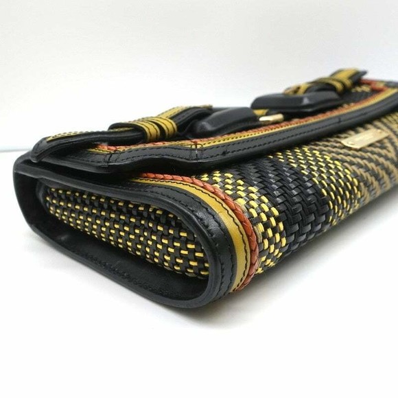 Burberry Prorsum Margot Oversize Buckle Clutch Black/Multi Woven Leather - Picture 8 of 12